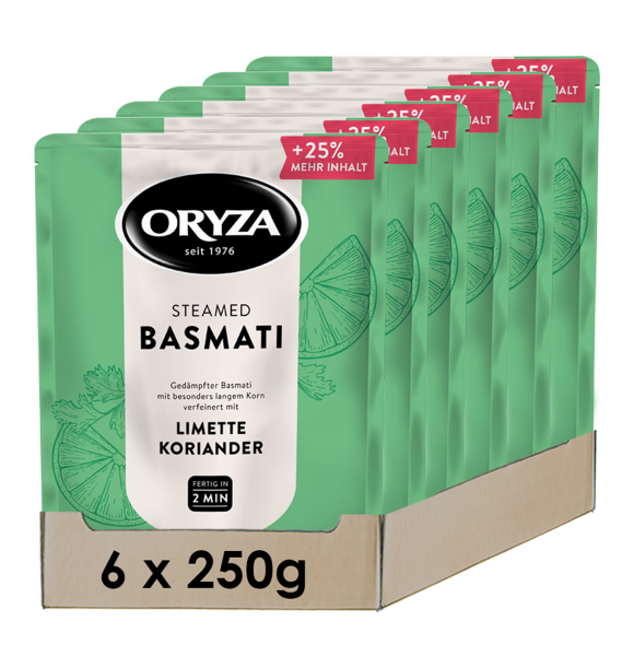 ORYZA Steamed Basmati Limette & Koriander 6x 250g